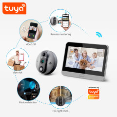 Tuya Smart 3.0MP Peephole Video Doorbell with 4.3" Screen, Two-Way Audio & Night Vis