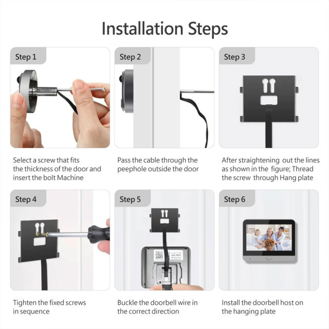 Tuya Smart 3.0MP Peephole Video Doorbell with 4.3" Screen, Two-Way Audio & Night Vis