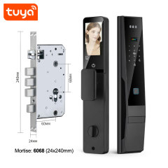Tuya Smart WiFi Fingerprint Door Lock with 3D Face Recognition, Palm Print & Visual Intercom