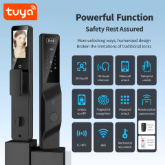 Tuya Smart WiFi Fingerprint Door Lock with 3D Face Recognition, Palm Print & HD Visual Intercom