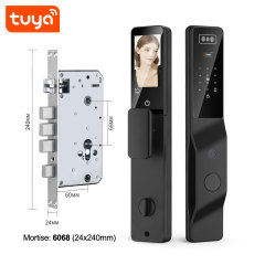 Tuya Smart WiFi Fingerprint Door Lock with 3D Face Recognition, Palm Print & HD Visual Intercom