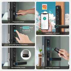 Tuya WiFi Single Side Waterproof Fingerprint Door Lock with HD Camera & Video Doorbell Function