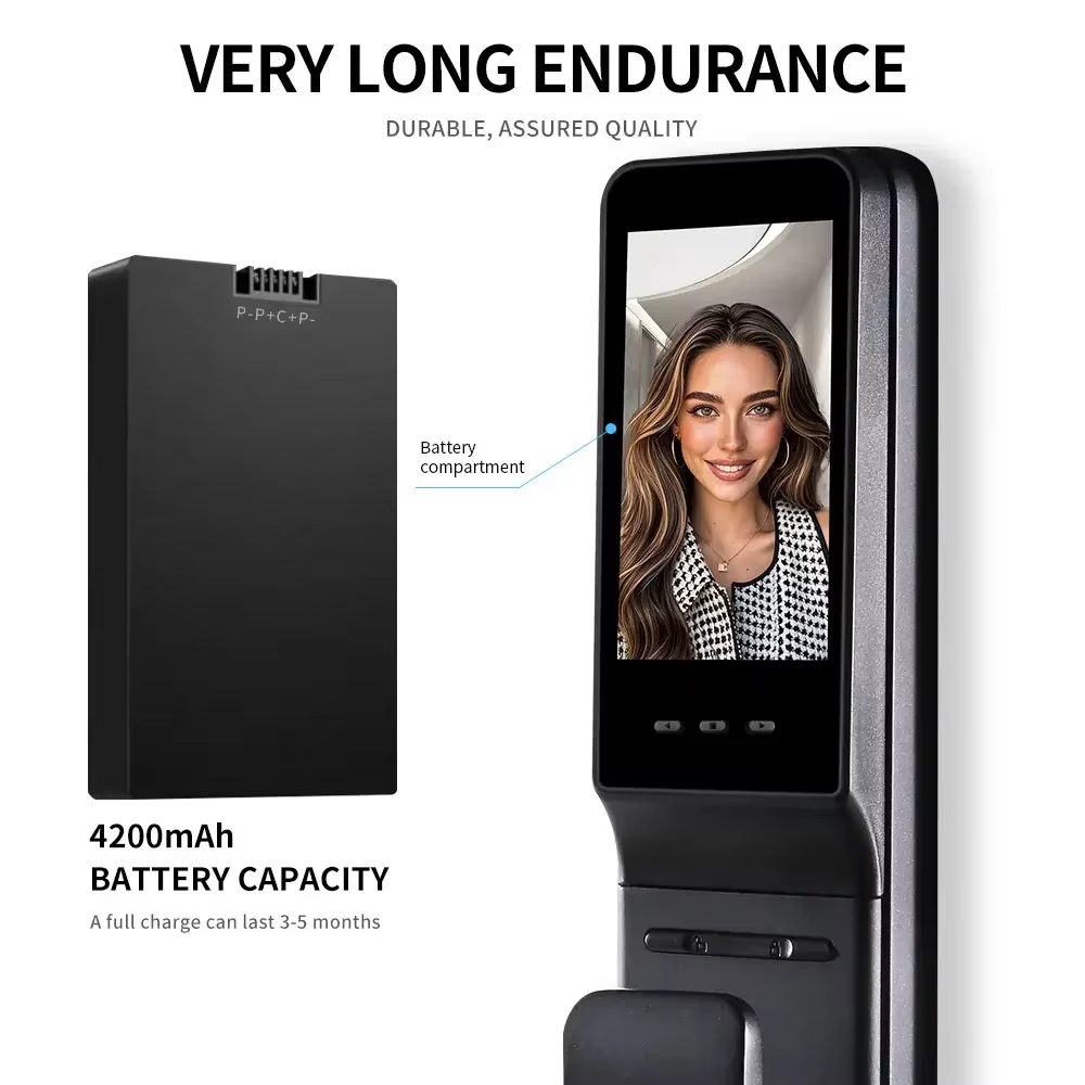 Smart WiFi Outdoor Double-Sided Waterproof & Sunproof 3D Face Palm Door Lock with Intercom, Alexa & Google Home Support