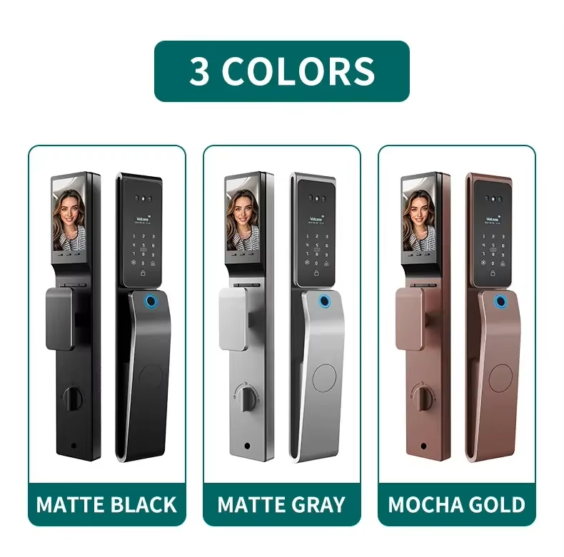 Smart WiFi Outdoor Double-Sided Waterproof & Sunproof 3D Face Palm Door Lock with Intercom, Alexa & Google Home Support