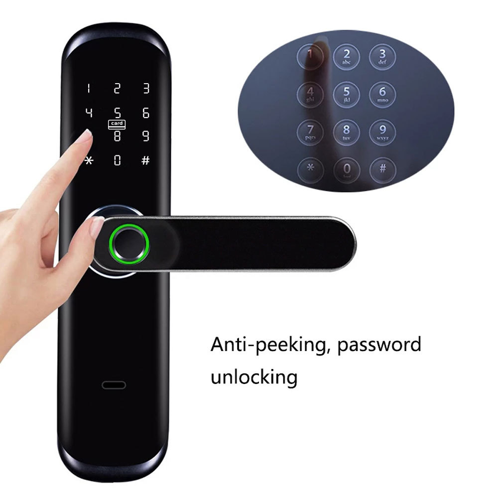 Tuya Smart WiFi Remote Control Fingerprint Door Lock with 5-in-1 Unlock & Anti-Peeping Password