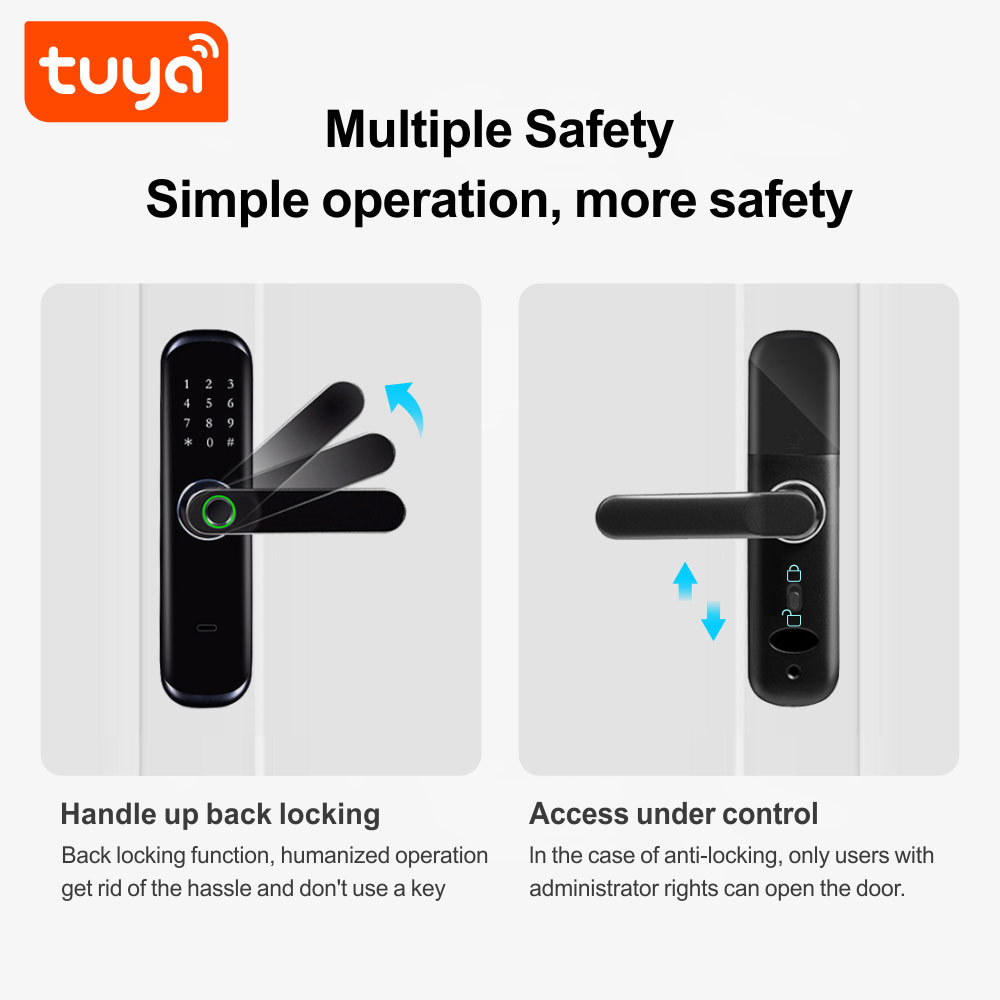 Tuya Smart WiFi Remote Control Fingerprint Door Lock with 5-in-1 Unlock & Anti-Peeping Password