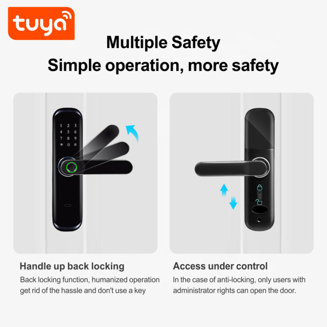 Tuya Smart WiFi Remote Control Fingerprint Door Lock with 5-in-1 Unlock & Anti-Peeping Password