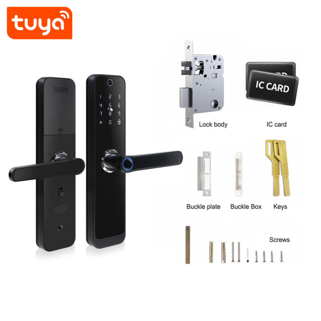Tuya Smart WiFi Fingerprint Door Lock with Cat Eye Camera & Video Doorbell Function