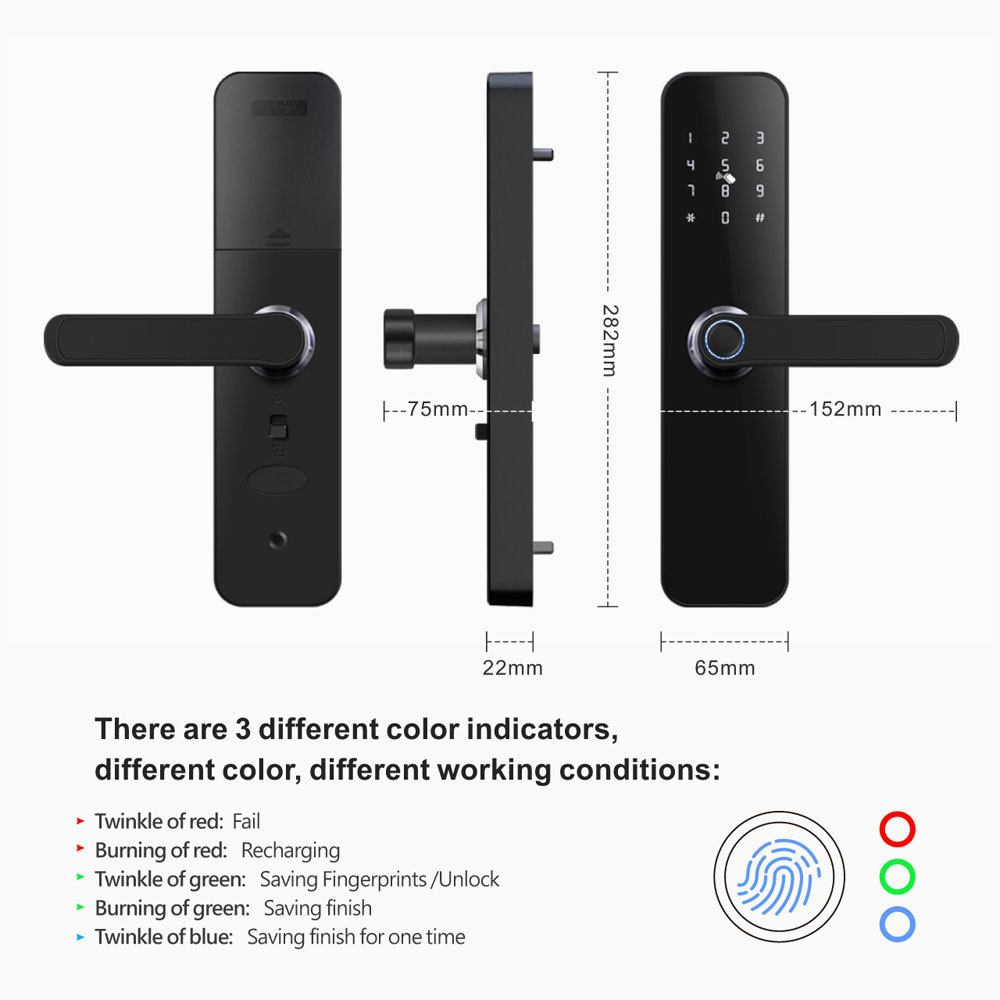 Tuya Smart WiFi Automatic Fingerprint Door Lock with 5-in-1 Unlock & Anti-Peeping Password