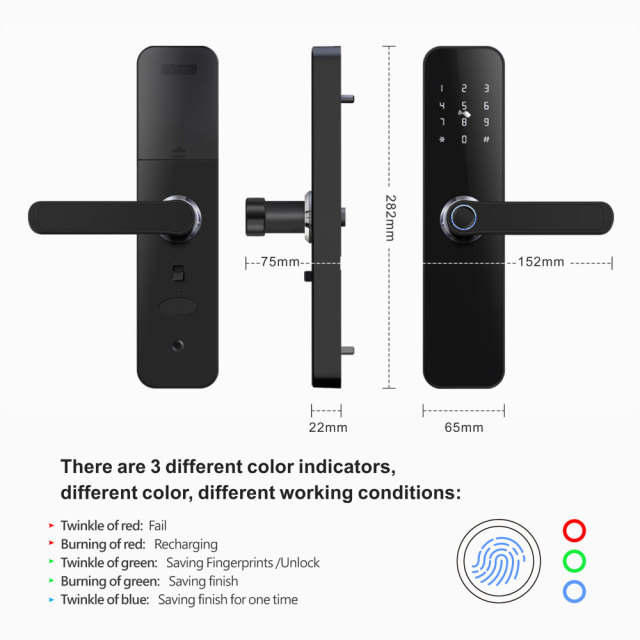 Tuya Smart WiFi Automatic Fingerprint Door Lock with 5-in-1 Unlock & Anti-Peeping Password