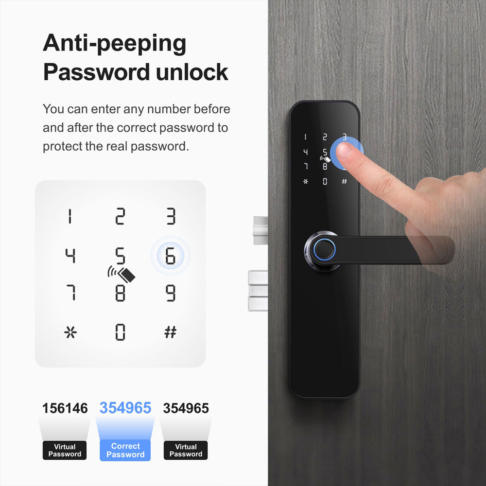 Tuya Smart WiFi Automatic Fingerprint Door Lock with 5-in-1 Unlock & Anti-Peeping Password