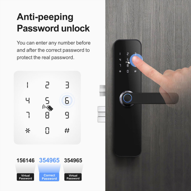 Tuya Smart WiFi Automatic Fingerprint Door Lock with 5-in-1 Unlock & Anti-Peeping Password