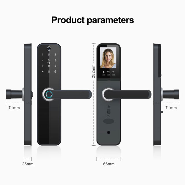 Tuya Smart WiFi Fingerprint Door Lock with Cat Eye Camera & LCD Screen for Video Monitoring