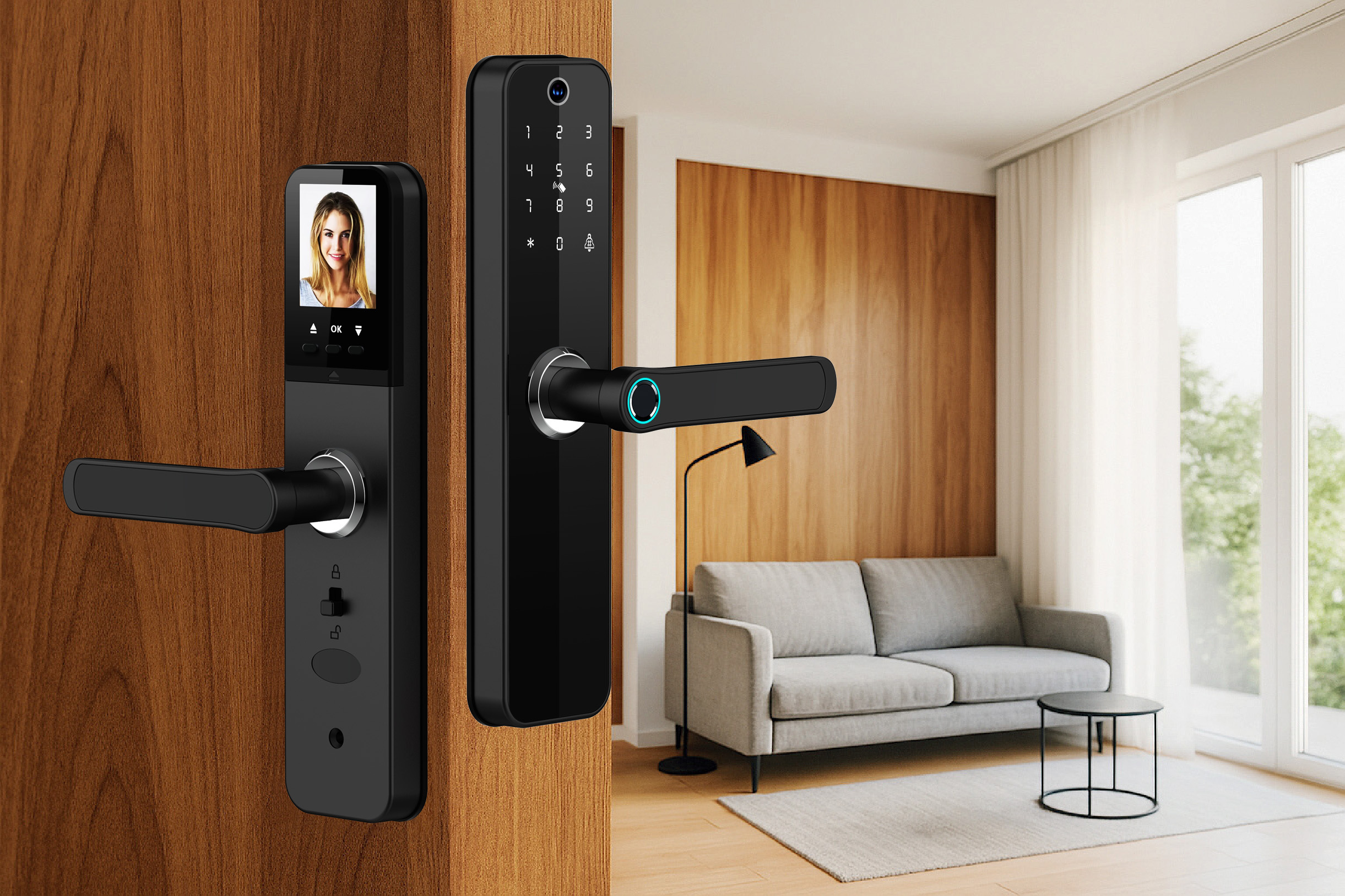 Tuya Smart WiFi Fingerprint Door Lock with Cat Eye Camera & LCD Screen for Video Monitoring
