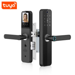 Tuya Smart WiFi Fingerprint Door Lock with Cat Eye Camera & LCD Screen for Video Monitoring