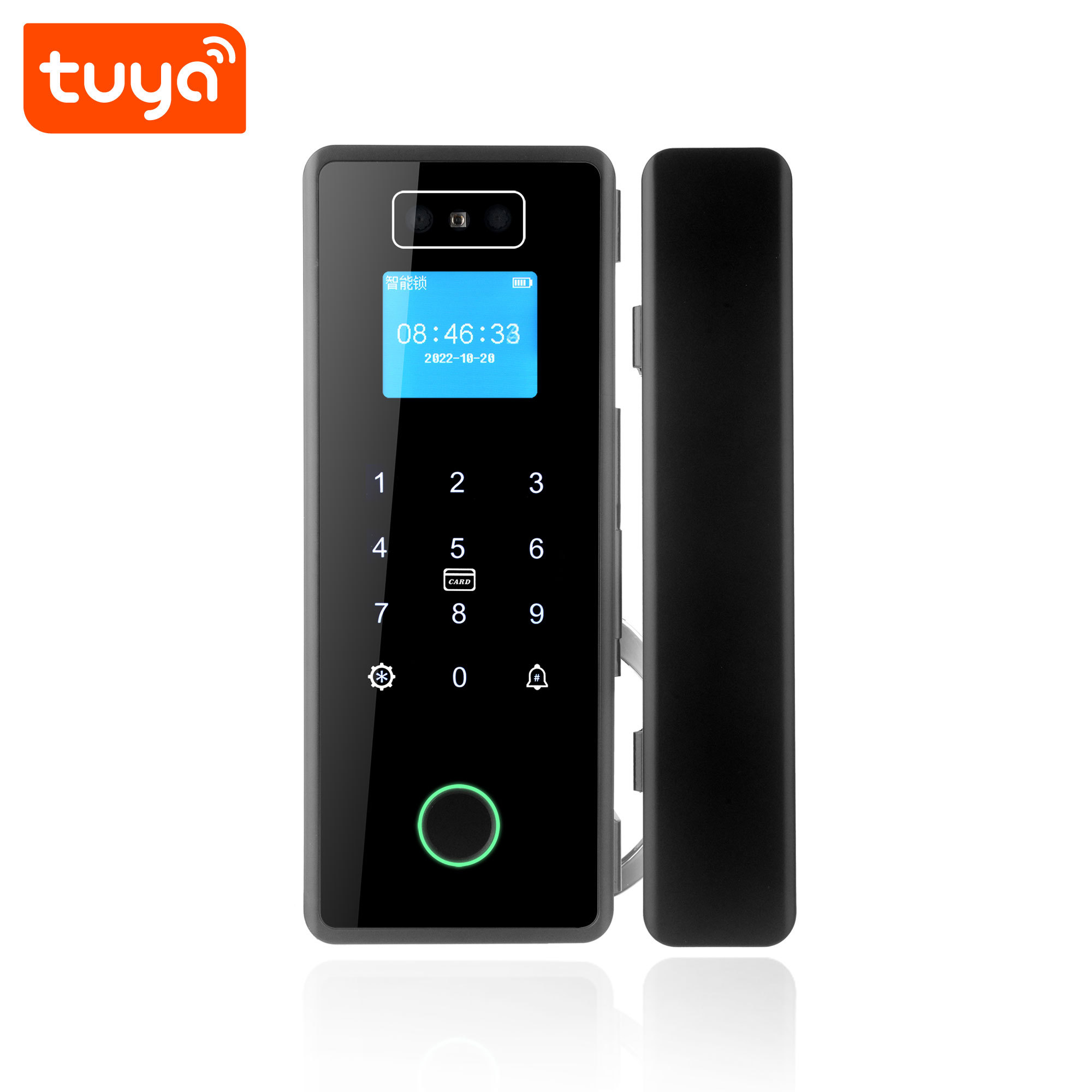 Tuya Smart WiFi 3D Face Recognition Glass Door Lock with Touch Screen & Fingerprint Unlock