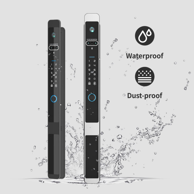 Tuya WiFi 3D Facial Visual Intercom Automatic Waterproof Door Lock with HD Peephole & 3200mAh Battery