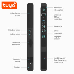 Tuya WiFi 3D Facial Visual Intercom Automatic Waterproof Door Lock with HD Peephole & 3200mAh Battery