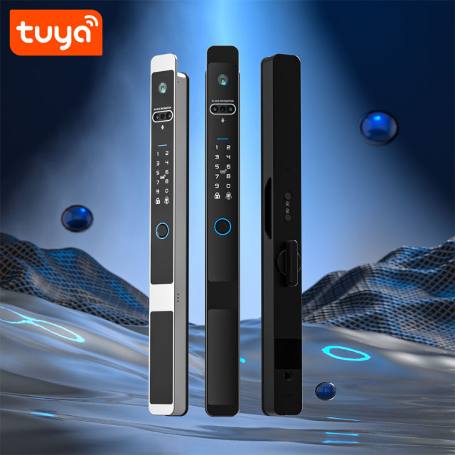 Tuya WiFi 3D Facial Visual Intercom Automatic Waterproof Door Lock with HD Peephole & 3200mAh Battery