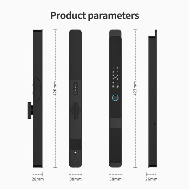 Tuya WiFi Single Side Automatic Waterproof Fingerprint Door Lock with 6-in-1 Unlock & 3200mAh Battery