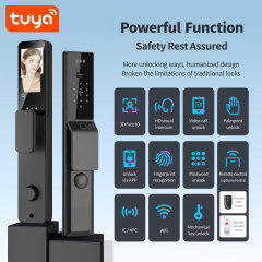 Tuya Smart WiFi Fingerprint Waterproof Door Lock with 3D Face Recognition, Visual Intercom & Palmprint Unlock