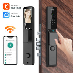 Tuya Smart WiFi Fingerprint Waterproof Door Lock with 3D Face Recognition, Visual Intercom & Palmprint Unlock