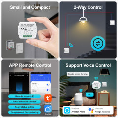 Tuya Smart 1 Channel Wi-Fi Switch Module 16A, Compact Size, Voice Control & Remote Control for Home Automation