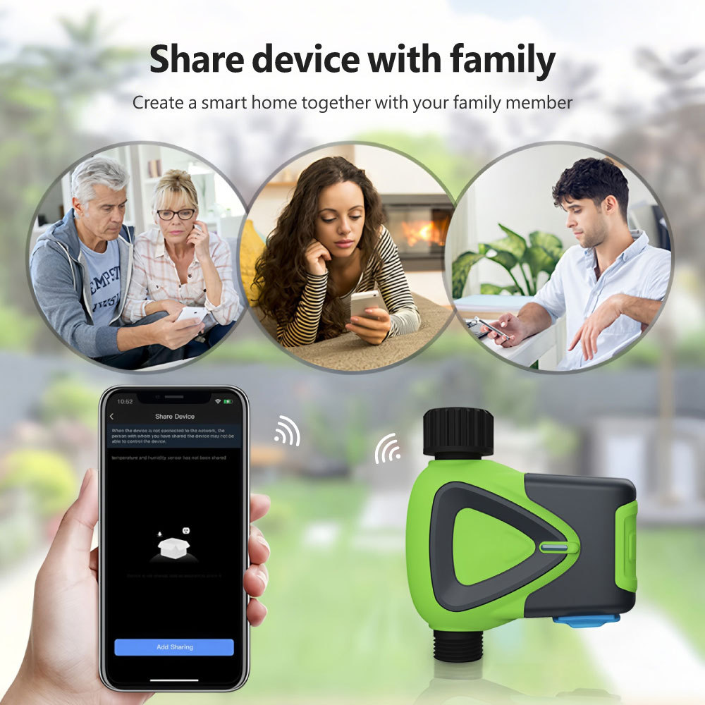 Tuya WiFi Smart Sprinkler Timer with BLE Pairing, IP65 Waterproof, Automatic Irrigation Schedule for Garden Lawn