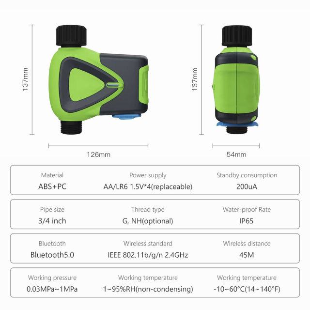 Tuya WiFi Smart Sprinkler Timer with BLE Pairing, IP65 Waterproof, Automatic Irrigation Schedule for Garden Lawn