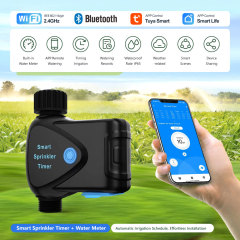 Tuya Smart WiFi Sprinkler Timer Pro with Built-in Water Meter, IP65 Waterproof, BLE Pairing for Garden Irrigation