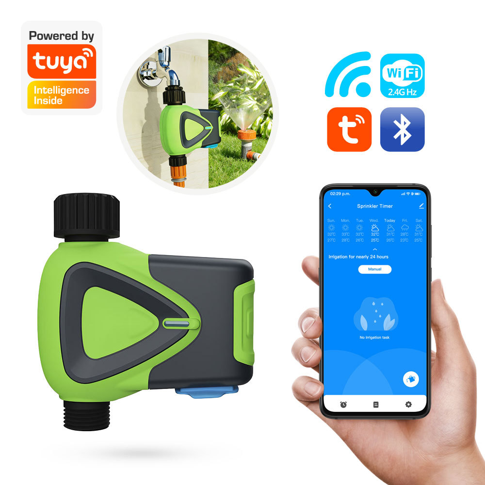 Tuya WiFi Smart Sprinkler Timer with BLE Pairing, IP65 Waterproof, Automatic Irrigation Schedule for Garden Lawn