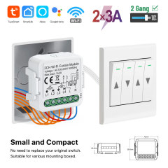 Tuya Smart 2CH Wi-Fi Curtain Module (No RF), 2×3A, APP & Voice Control