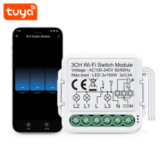 Tuya Smart 3 Channel Wi-Fi Switch Module, 3x3.3A Relay, APP & Voice Control for Home Automation