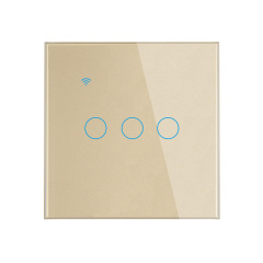 Tuya Smart 3-Gang WiFi EU Touch Switch, Tempered Glass Panel, LED Backlight, Neutral Wire Optional