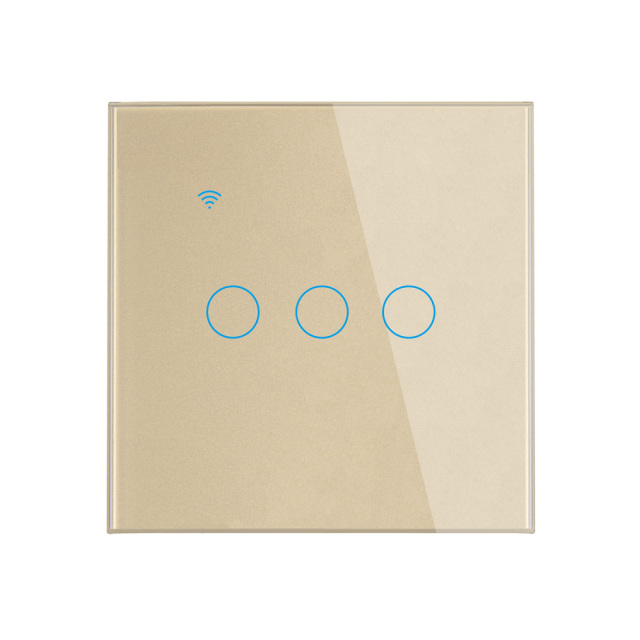 Tuya Smart 3-Gang WiFi EU Touch Switch, Tempered Glass Panel, LED Backlight, Neutral Wire Optional