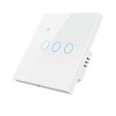 Tuya Smart 3-Gang WiFi EU Touch Switch, Tempered Glass Panel, LED Backlight, Neutral Wire Optional