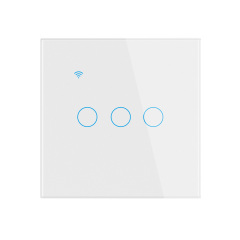Tuya Smart 3-Gang WiFi EU Touch Switch, Tempered Glass Panel, LED Backlight, Neutral Wire Optional