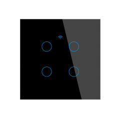 Tuya Smart 4-Gang WiFi EU Touch Switch, Tempered Glass Panel, LED Backlight, Neutral Wire Optional