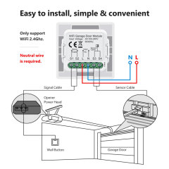 Tuya Smart WiFi Automatic Garage Door Opener Module with Door Sensor, APP & Voice Control