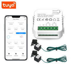 Tuya Smart WiFi 2CH Single Phase Clamp Smart Meter, 0-80A, Dual Channel Energy Monitoring & Power Alarm