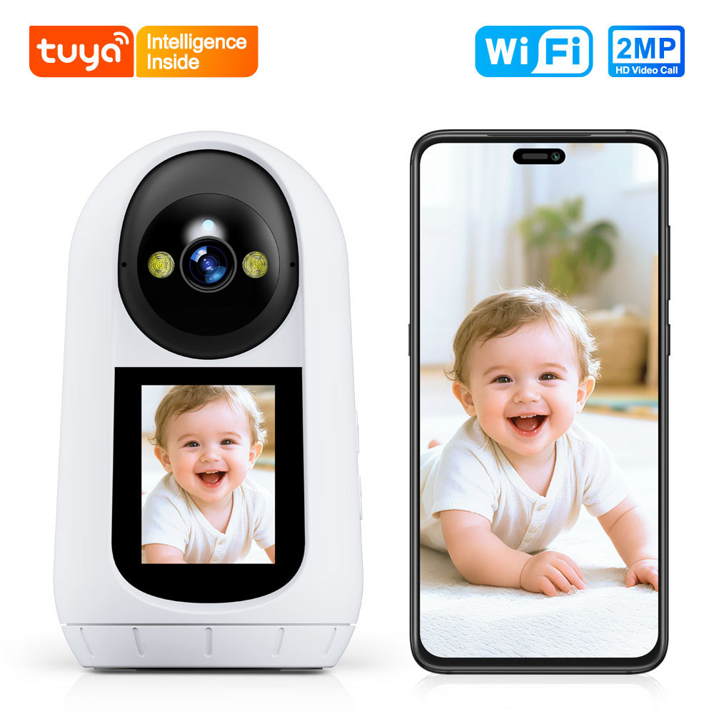 Tuya Smart 2MP 1080P WiFi Baby Monitor Camera, 2-Way Video Call Home Security Camera with Night Vision & Motion Tracking