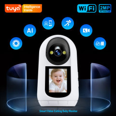 Tuya Smart 2MP 1080P WiFi Baby Monitor Camera, 2-Way Video Call Home Security Camera with Night Vision & Motion Tracking