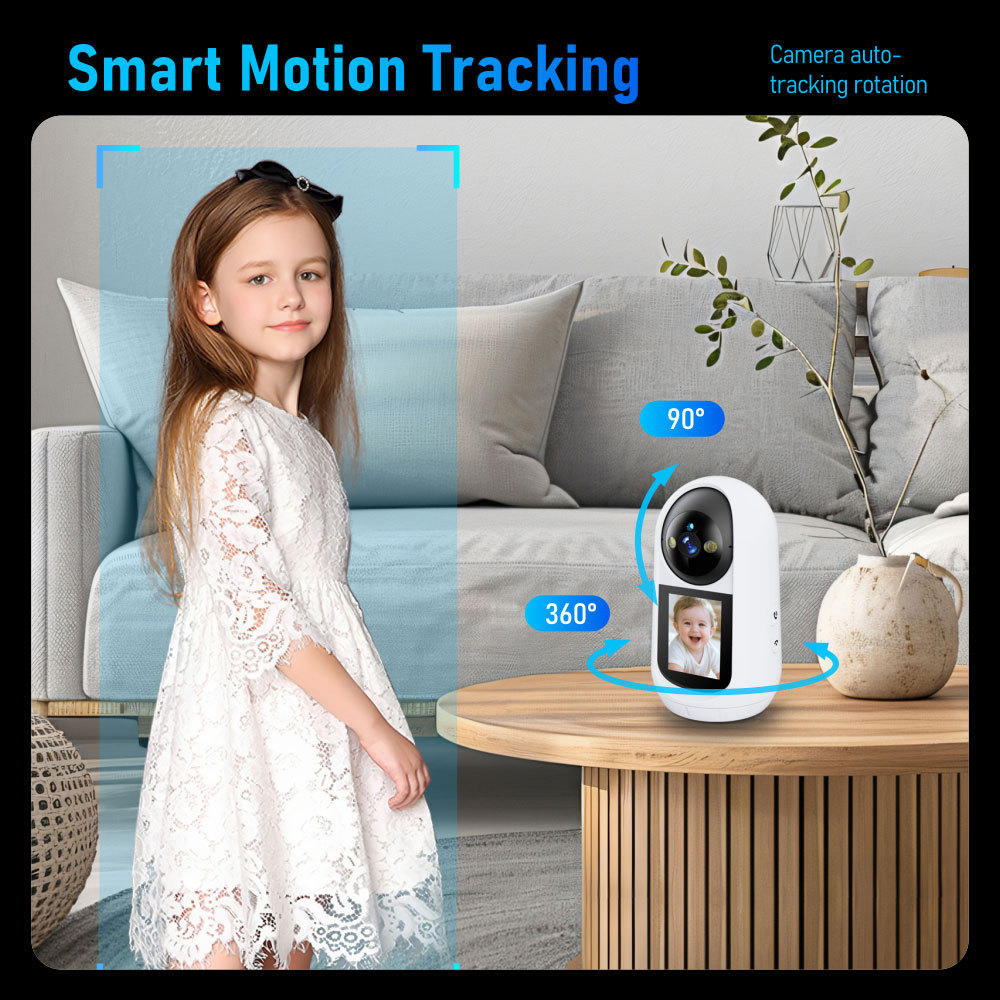 Tuya Smart 2MP 1080P WiFi Baby Monitor Camera, 2-Way Video Call Home Security Camera with Night Vision & Motion Tracking