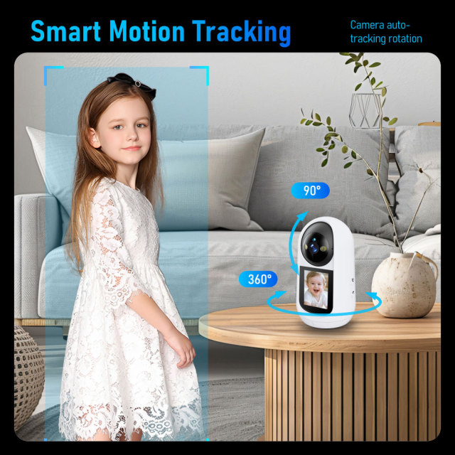 Tuya Smart 2MP 1080P WiFi Baby Monitor Camera, 2-Way Video Call Home Security Camera with Night Vision & Motion Tracking
