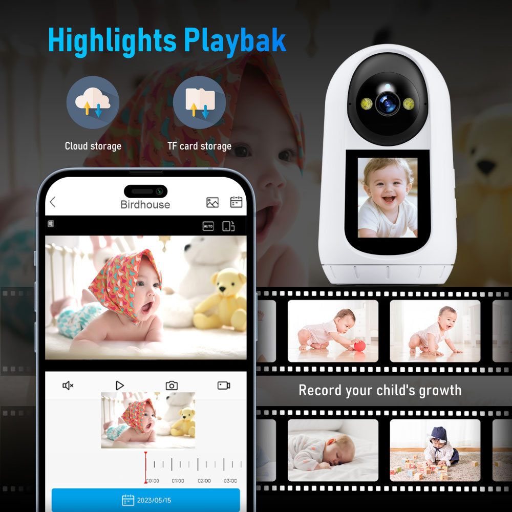 Tuya Smart 2MP 1080P WiFi Baby Monitor Camera, 2-Way Video Call Home Security Camera with Night Vision & Motion Tracking