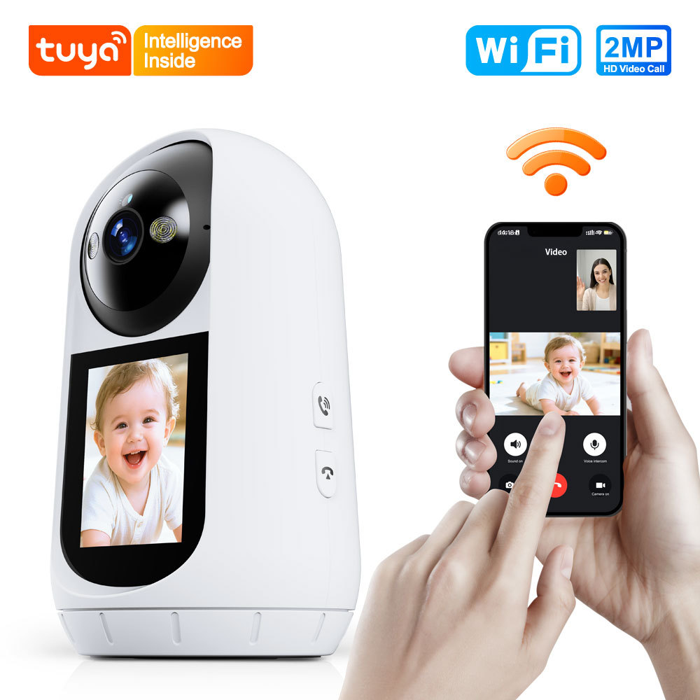 Tuya Smart 2MP 1080P WiFi Baby Monitor Camera, 2-Way Video Call Home Security Camera with Night Vision & Motion Tracking