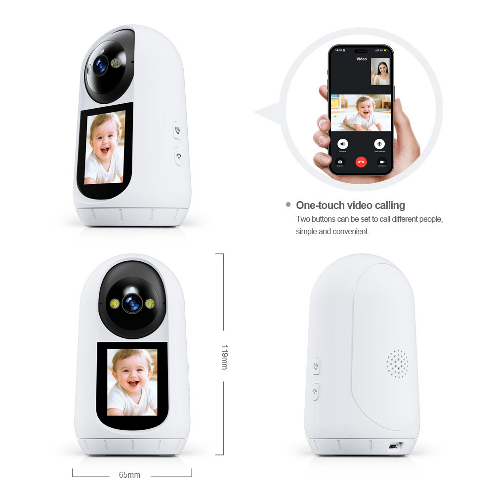 Tuya Smart 2MP 1080P WiFi Baby Monitor Camera, 2-Way Video Call Home Security Camera with Night Vision & Motion Tracking