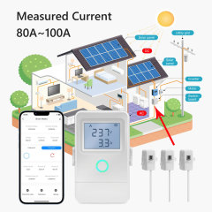 Tuya Smart WiFi Energy Meter with 1/2/3-Phase Clamps, 80A-100A High-Power Electricity Monitor with Relay Switch