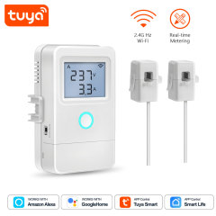 Tuya Smart WiFi Energy Meter with 1/2/3-Phase Clamps, 80A-100A High-Power Electricity Monitor with Relay Switch