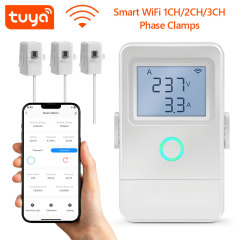Tuya Smart WiFi Energy Meter with 1/2/3-Phase Clamps, 80A-100A High-Power Electricity Monitor with Relay Switch